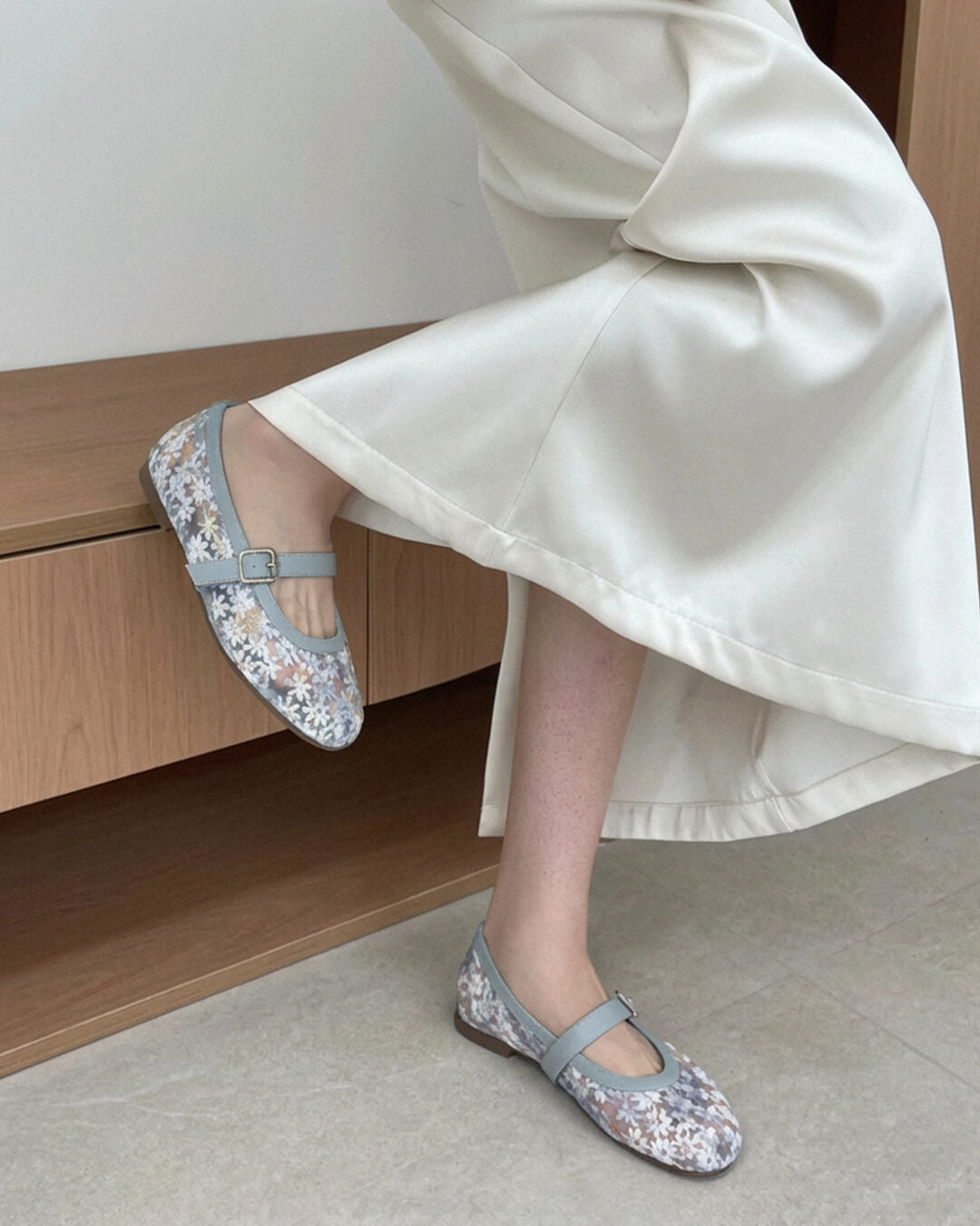 Helens Mary Jane-ballerinas i mesh