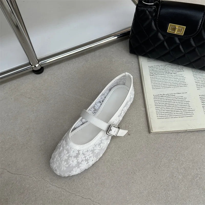 Helens Mary Jane-ballerinas i mesh