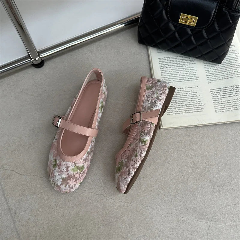Helens Mary Jane-ballerinas i mesh