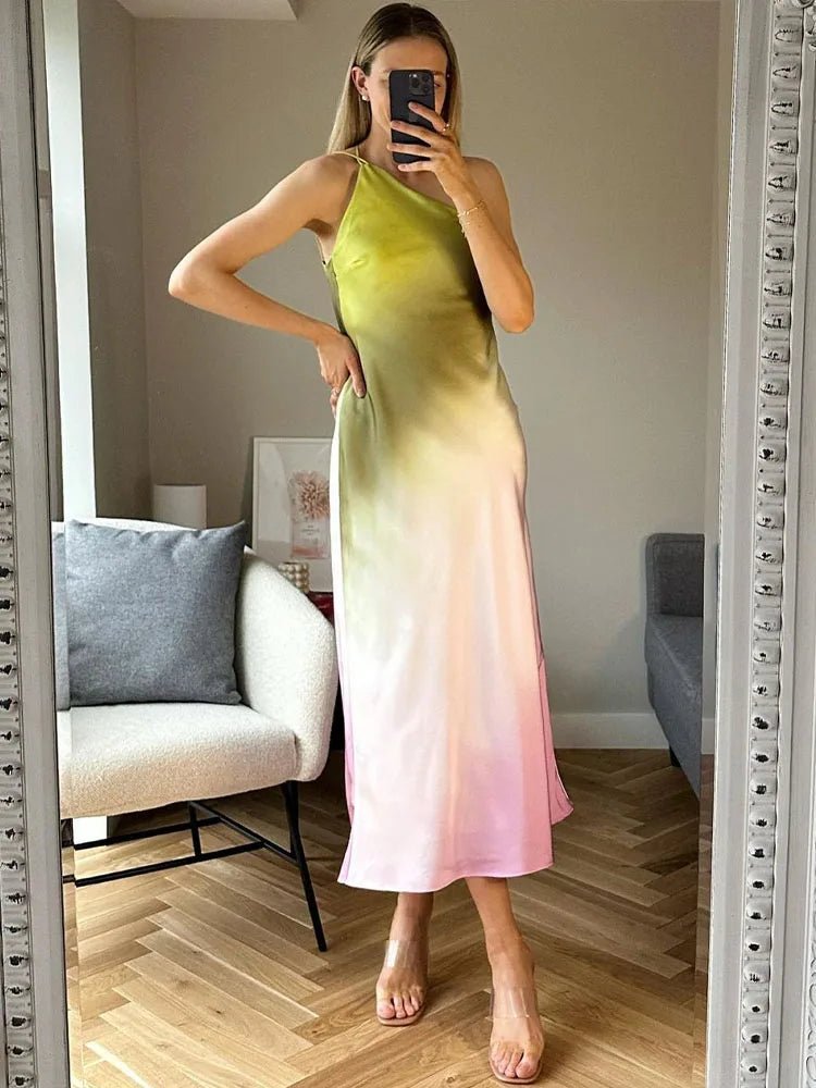 Helena asymmetrisk off-shoulder-klänning