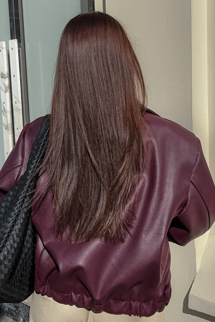 Ilona matt motorcykeljacka i konstläder