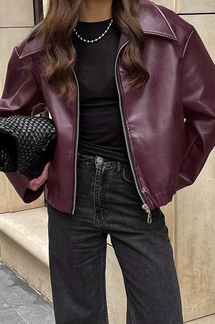 Ilona matt motorcykeljacka i konstläder