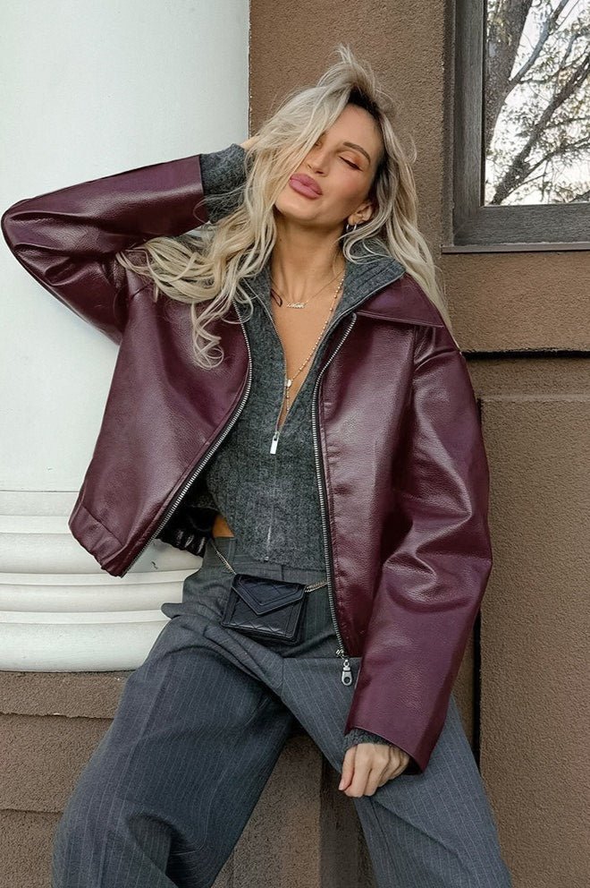 Ilona matt motorcykeljacka i konstläder