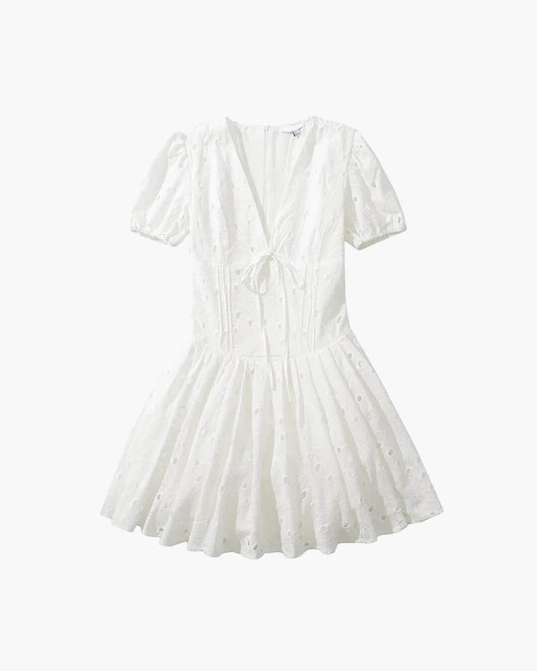 Jane miniklänning med puffärmar och broderier