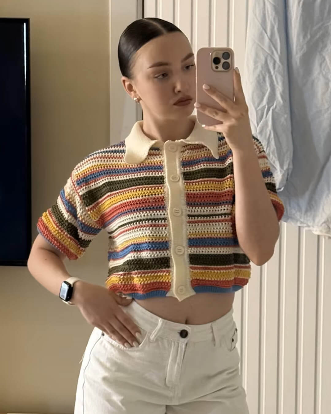 Jasmins virkade set med kort tröja och shorts