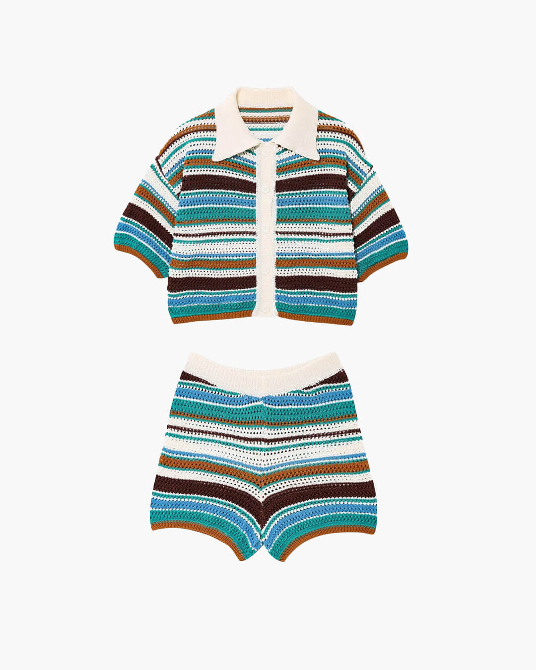 Jasmins virkade set med kort tröja och shorts