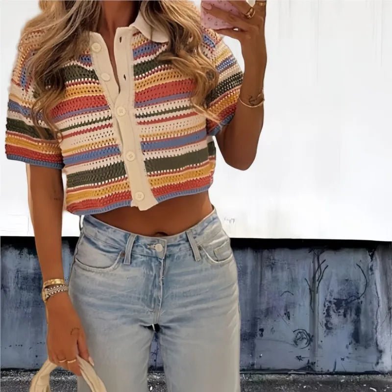 Jasmins virkade set med kort tröja och shorts