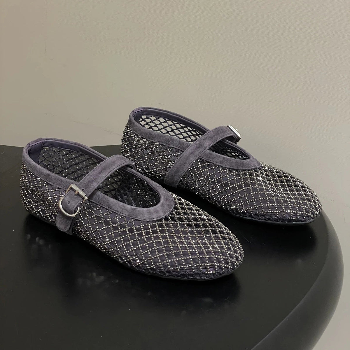 Jessica ballerinaskor i mesh med strass