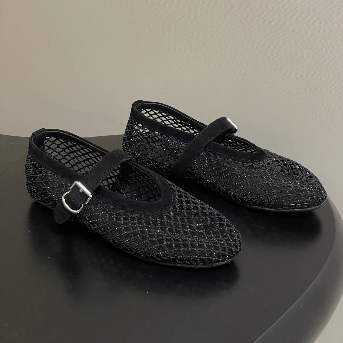Jessica ballerinaskor i mesh med strass