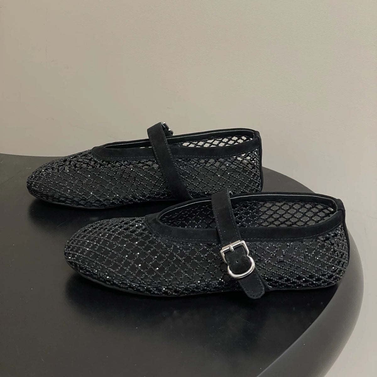Jessica ballerinaskor i mesh med strass