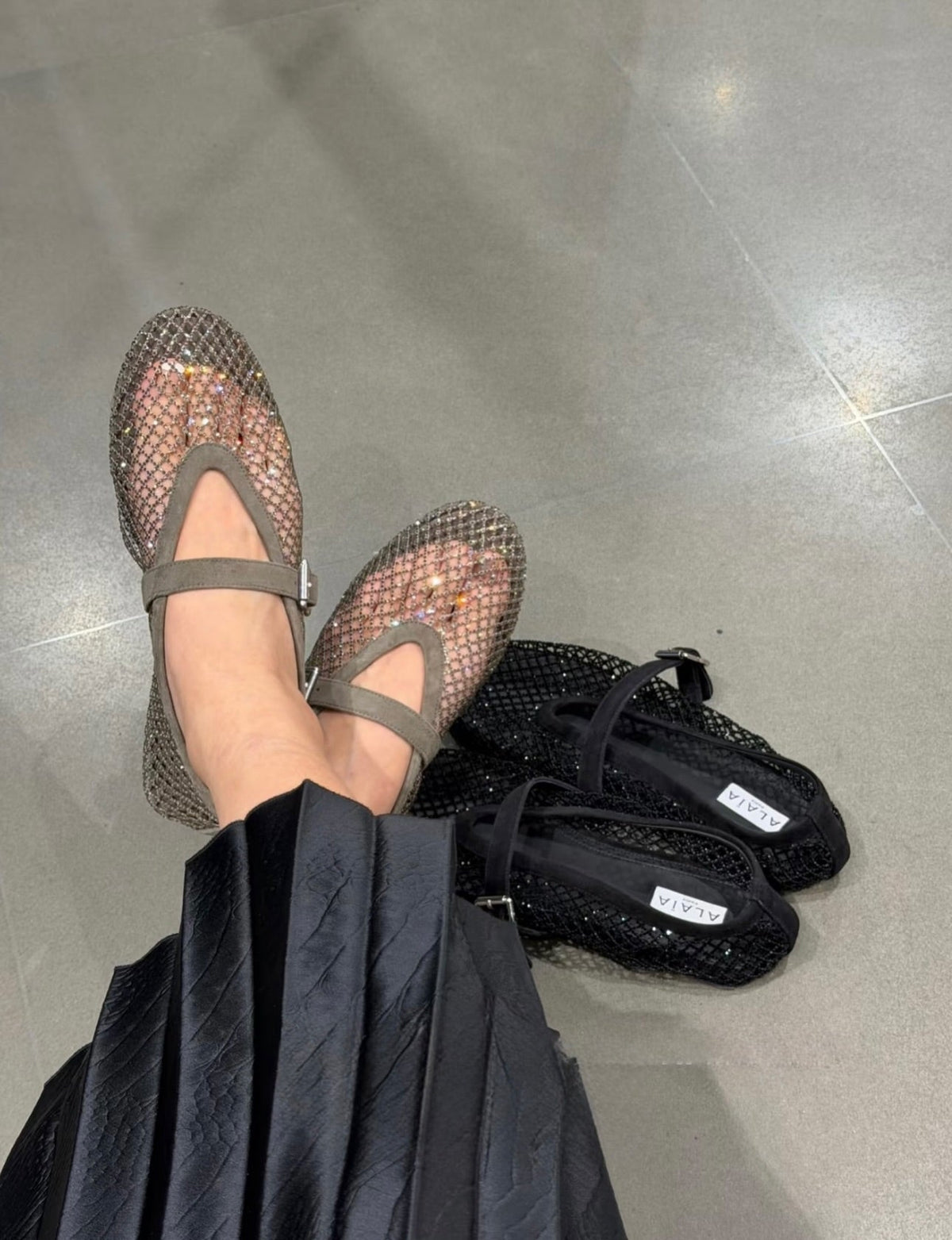 Jessica ballerinaskor i mesh med strass