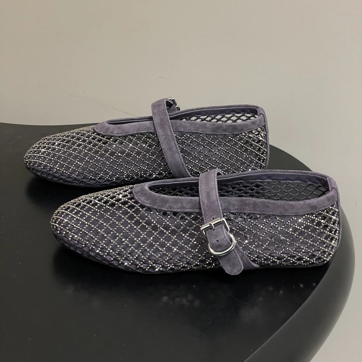 Jessica ballerinaskor i mesh med strass