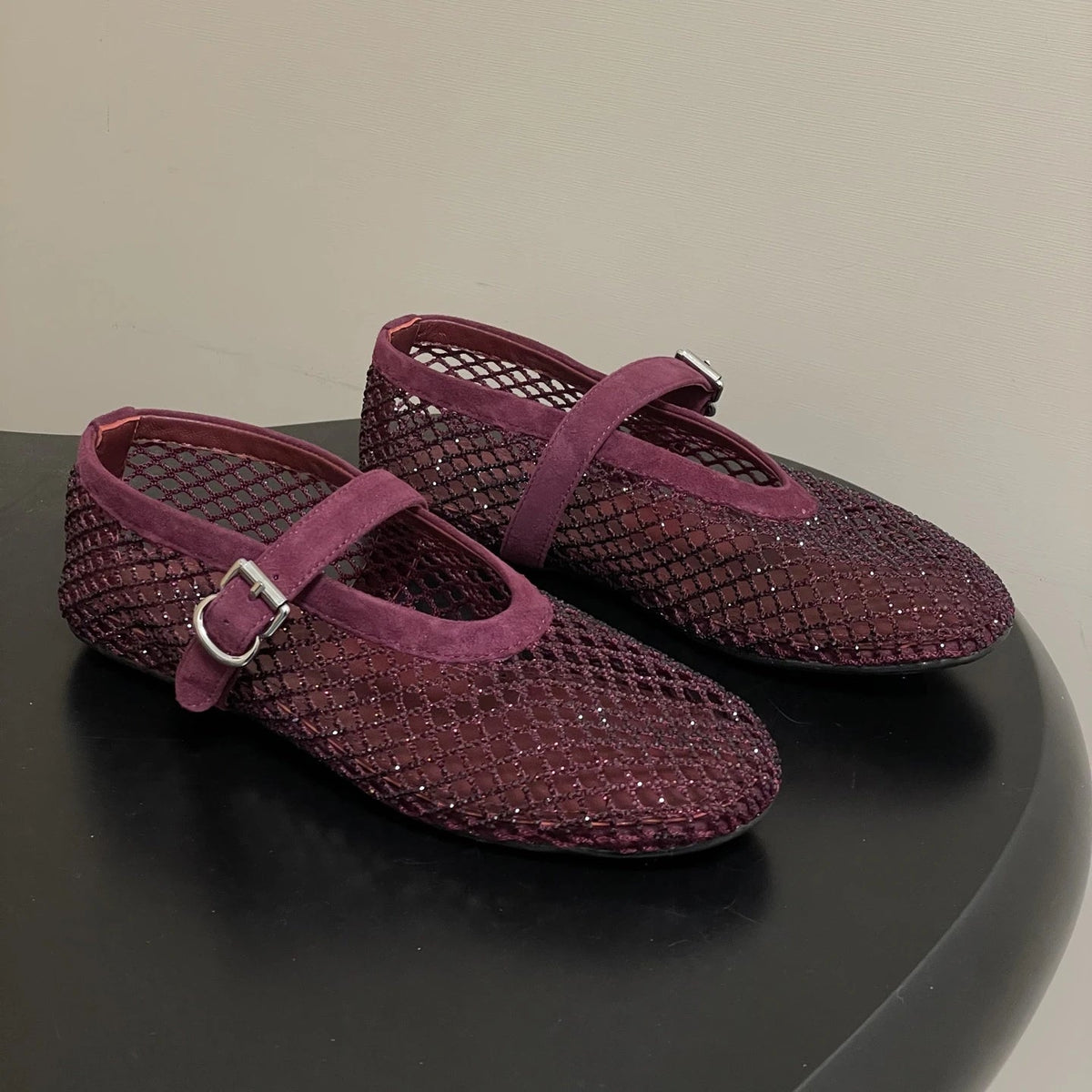 Jessica ballerinaskor i mesh med strass