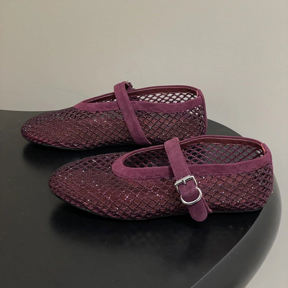 Jessica ballerinaskor i mesh med strass