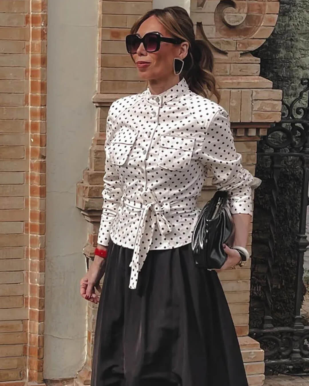 Jia Polka Dot High-Waist Trouser Set