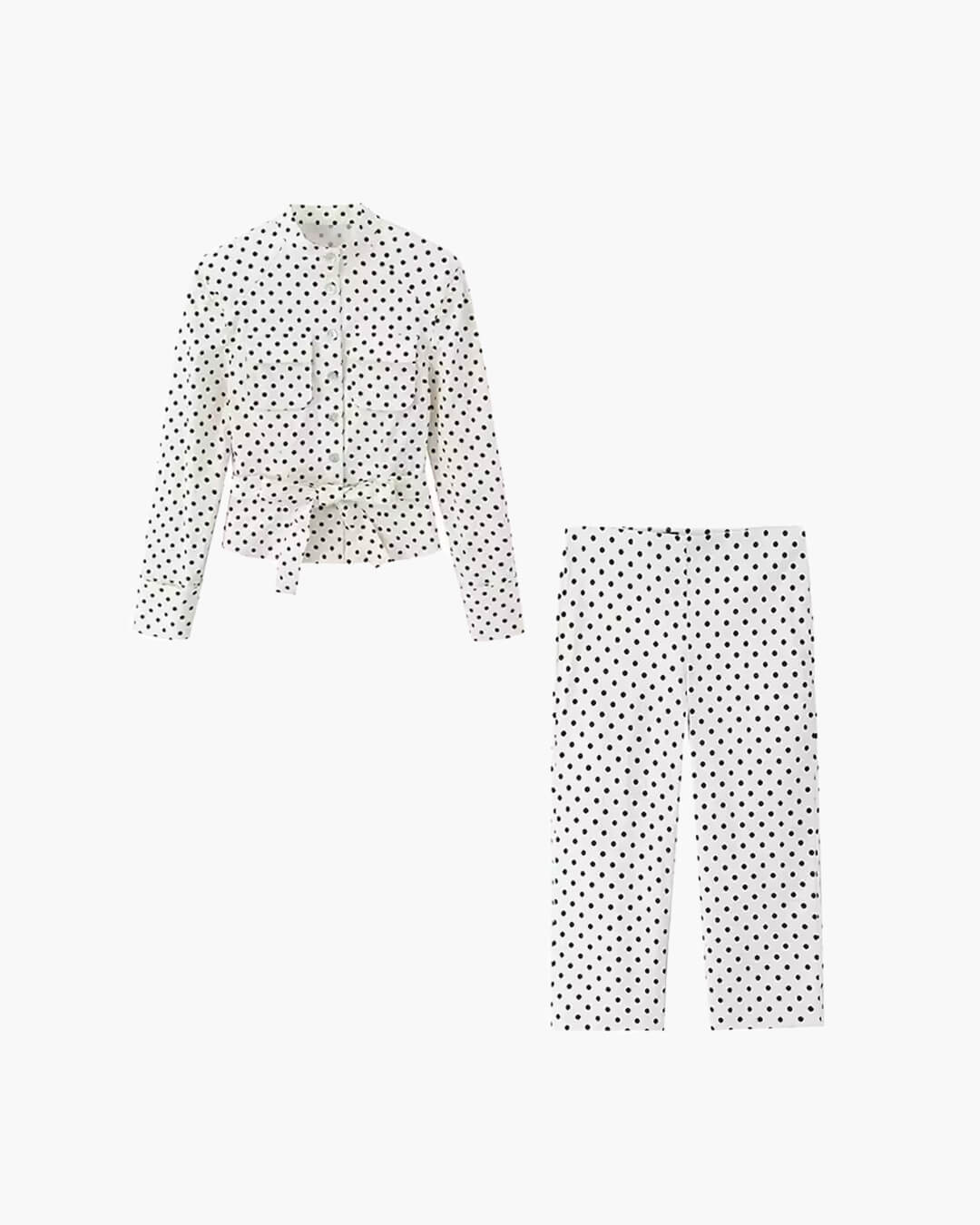 Jia Polka Dot High-Waist Trouser Set