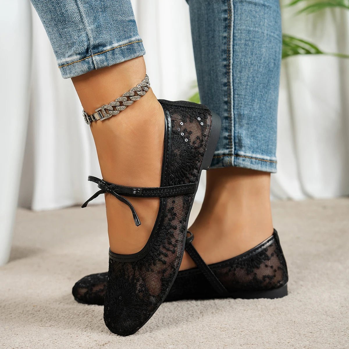 Joans ballerinas i mesh