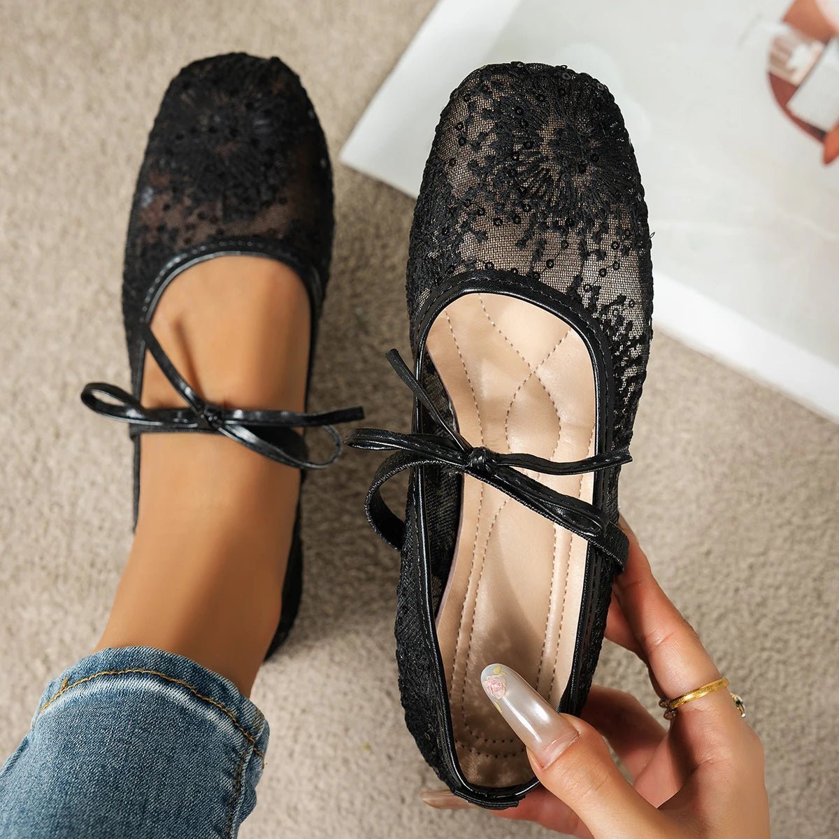Joans ballerinas i mesh