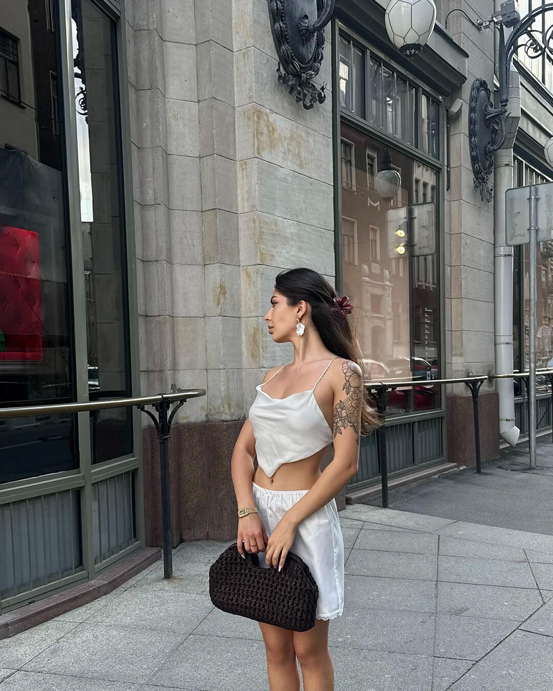 Johana satängminikjol med spetskant