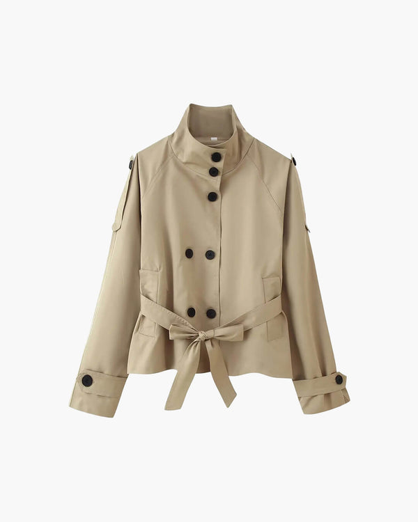 Kara kort trenchcoat med ståkrage