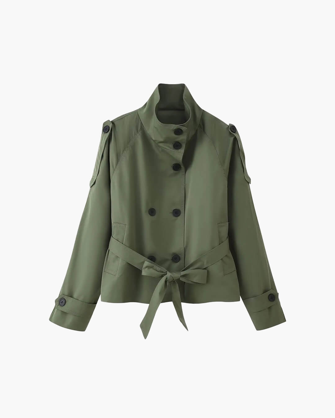 Kara kort trenchcoat med ståkrage