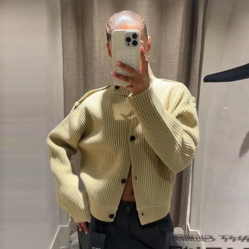 Kylie stickad cardigan med hög krage