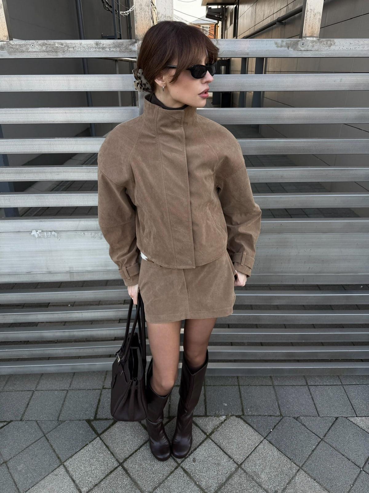 Lara set med cropped mockakappa och minikjol