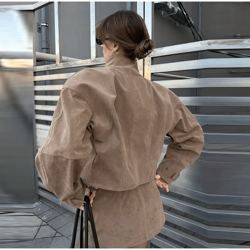 Lara set med cropped mockakappa och minikjol