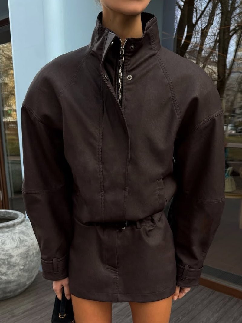 Lara set med cropped mockakappa och minikjol