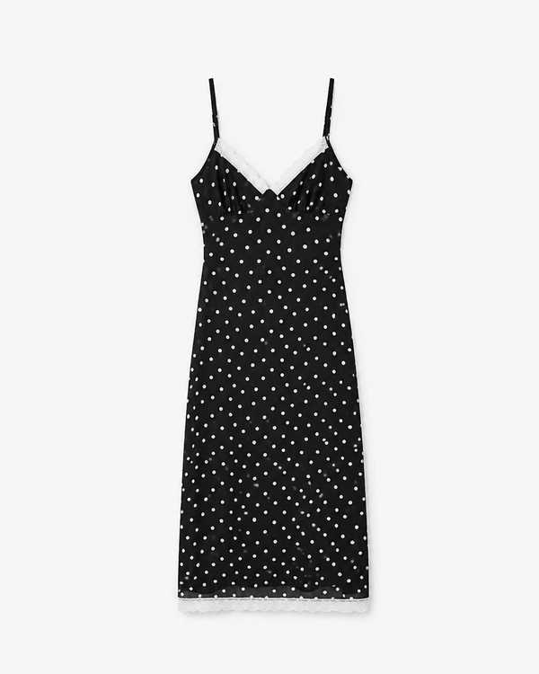 Laura Lace Trim Polka Dot Dress