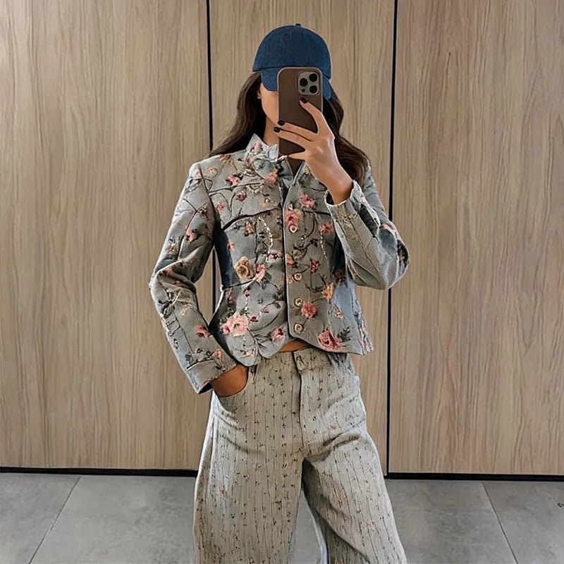 Laura vintage cropped jacka i jacquard