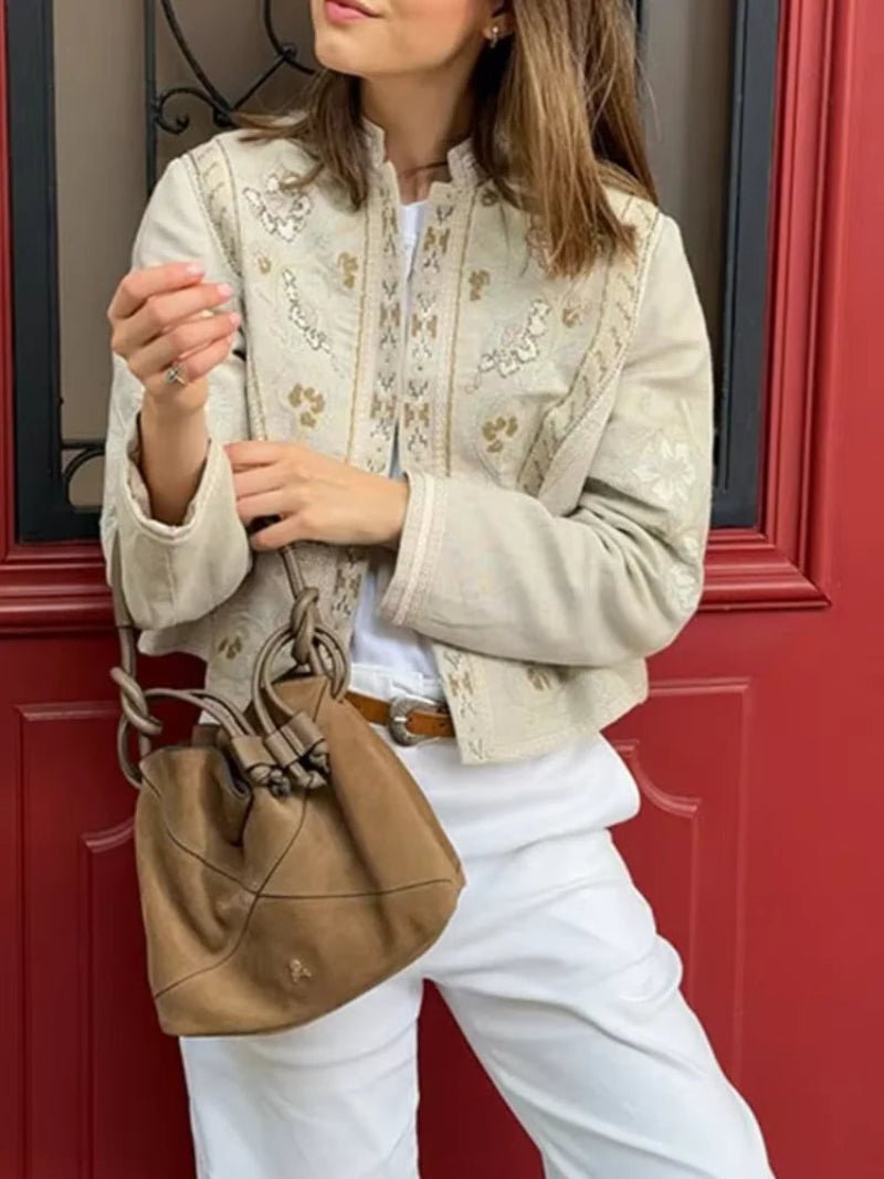 Layla cropped jacka med blommigt tryck