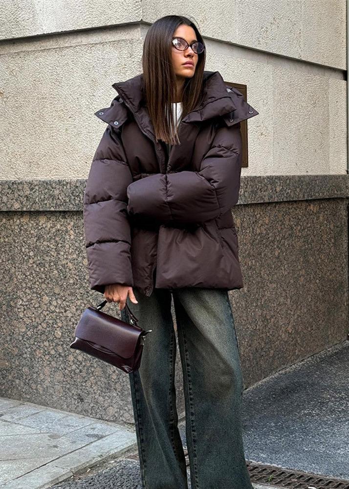 Leila oversized vadderad jacka med avtagbar huva