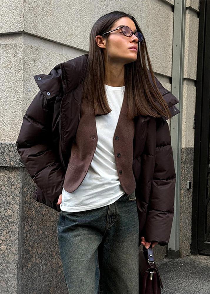 Leila oversized vadderad jacka med avtagbar huva