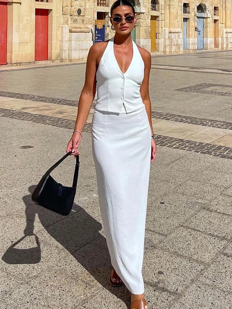 Lianna set med halternecktopp och maxikjol