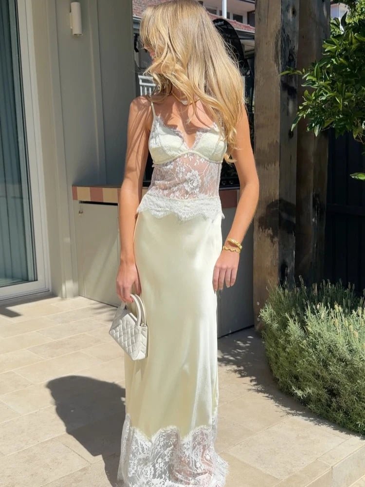 Lora Off-Shoulder Lace Satin Dress