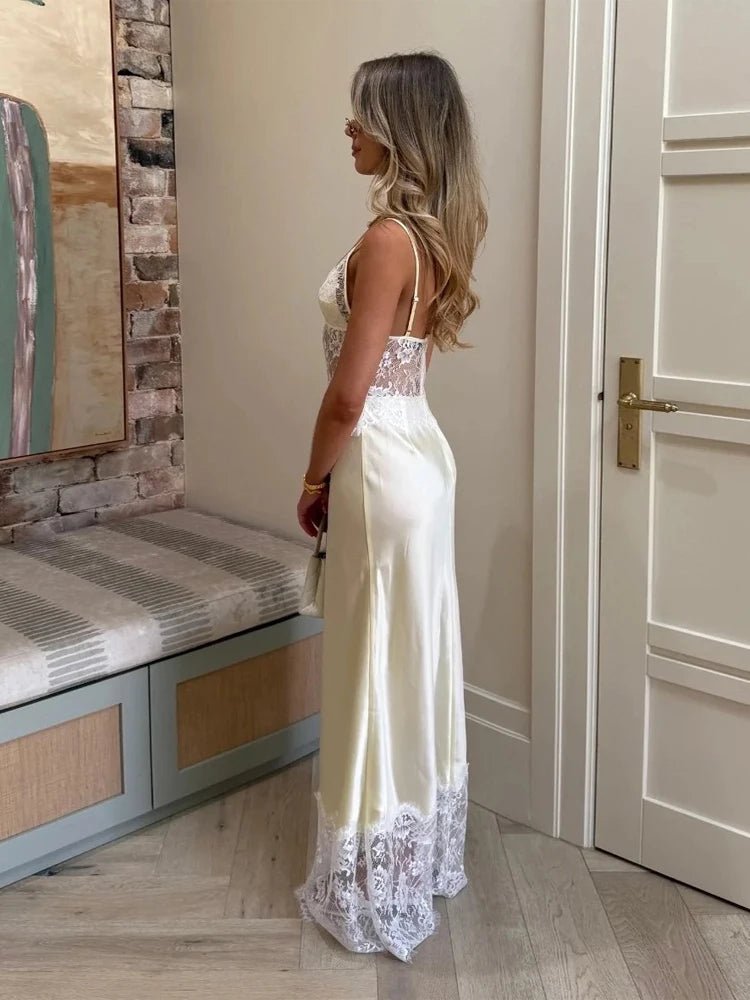 Lora Off-Shoulder Lace Satin Dress