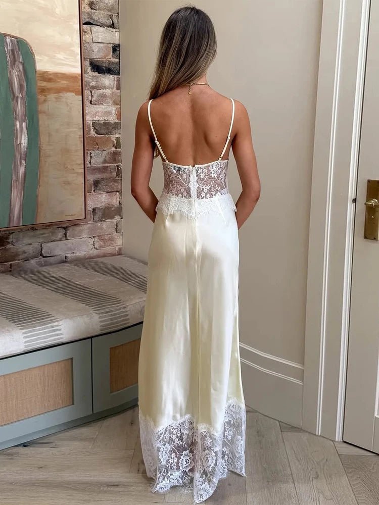 Lora Off-Shoulder Lace Satin Dress