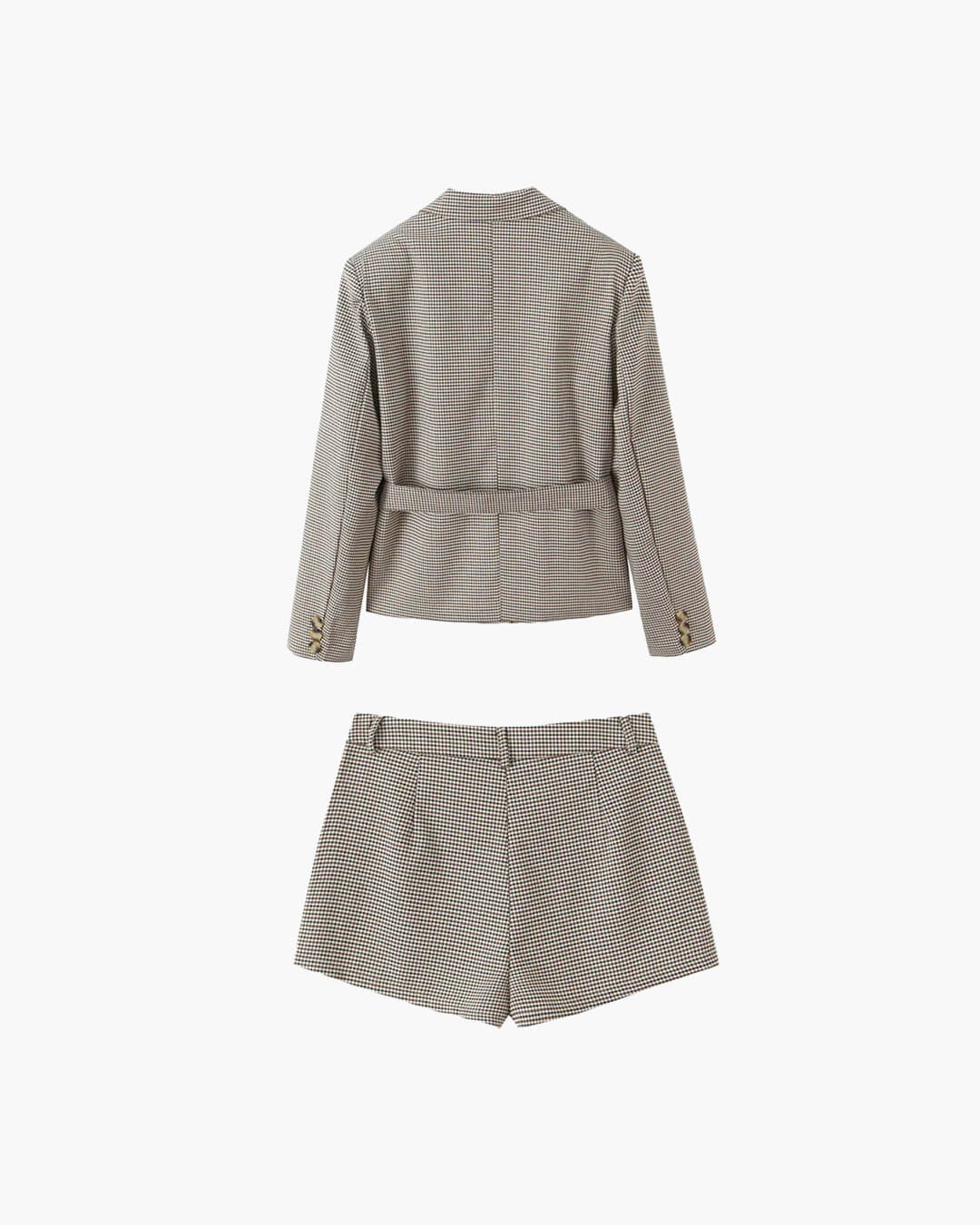 Lucy fiskbensmönstrad shortsdräkt med skärp