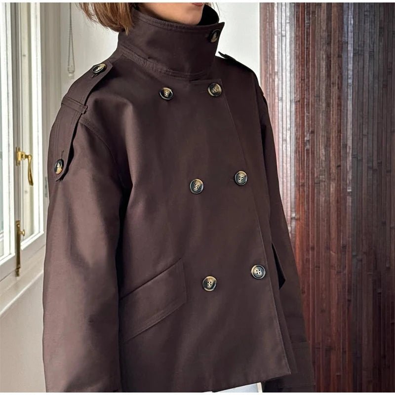 Lucy kort trenchcoat med ståkrage