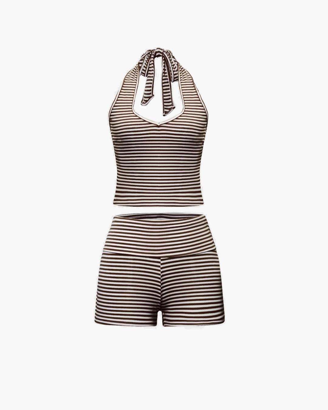 Lucys randiga halternecklinne och shortsset