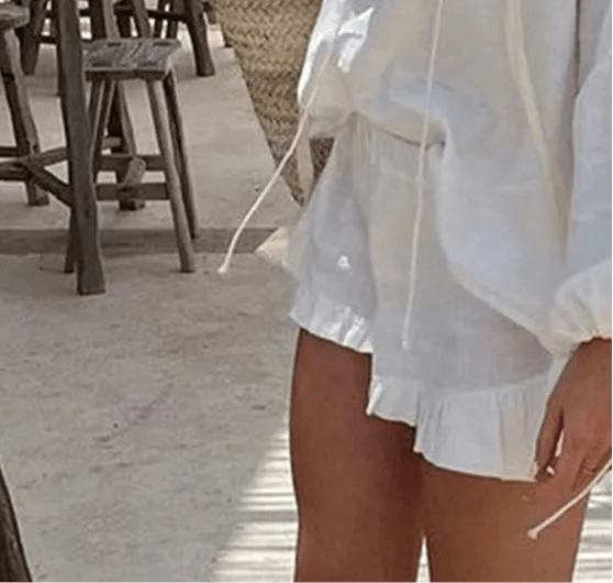 Luna set med långärmad topp och volangshorts