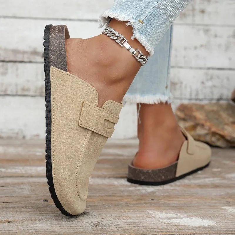 Manon slip-ins med mockaimitation och kork