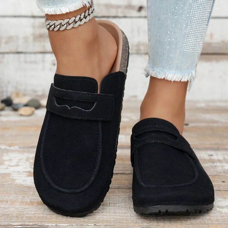 Manon slip-ins med mockaimitation och kork
