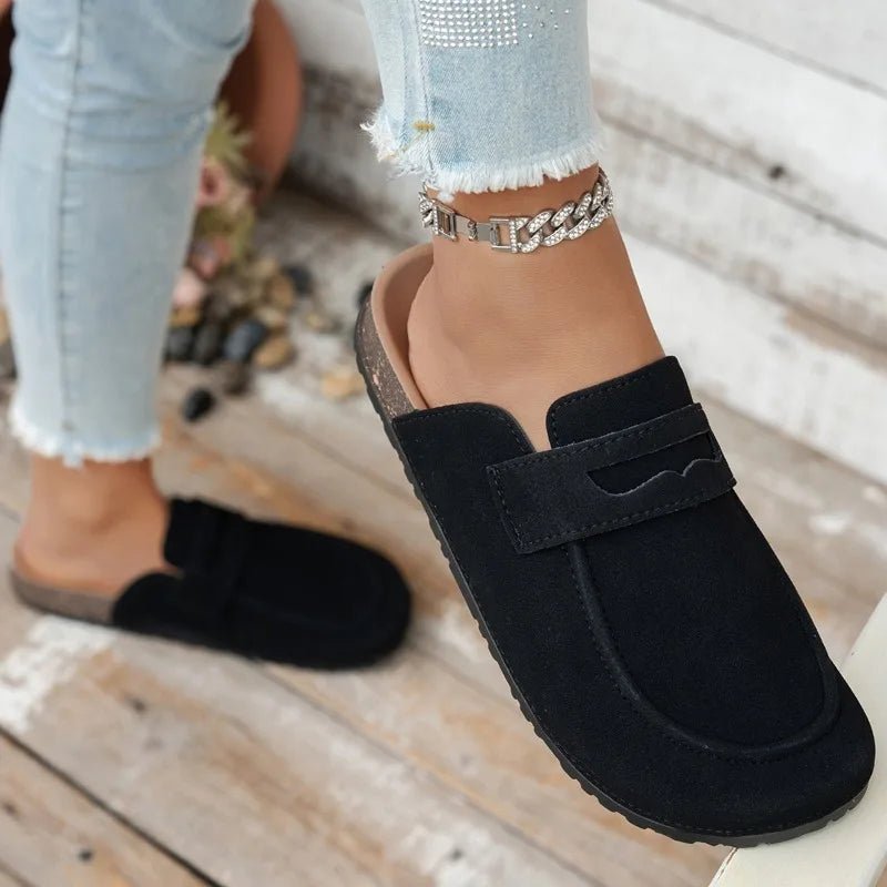 Manon slip-ins med mockaimitation och kork