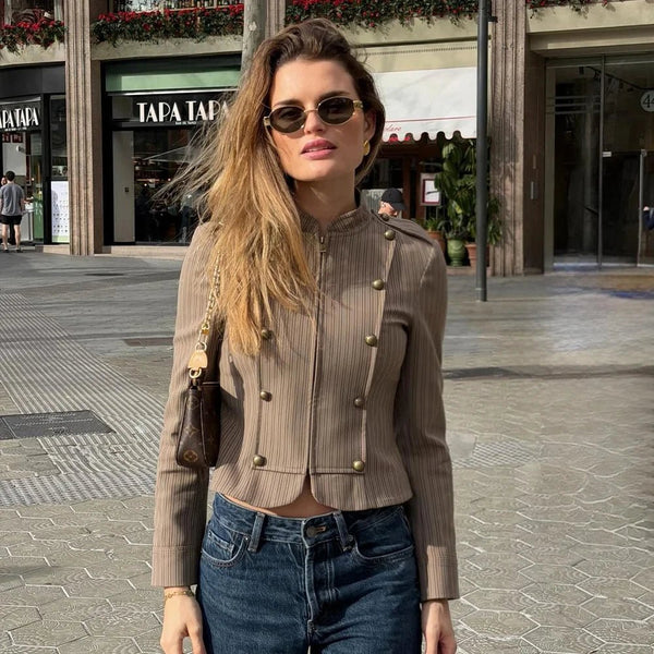 Mara Striped Zip-Up Blazer