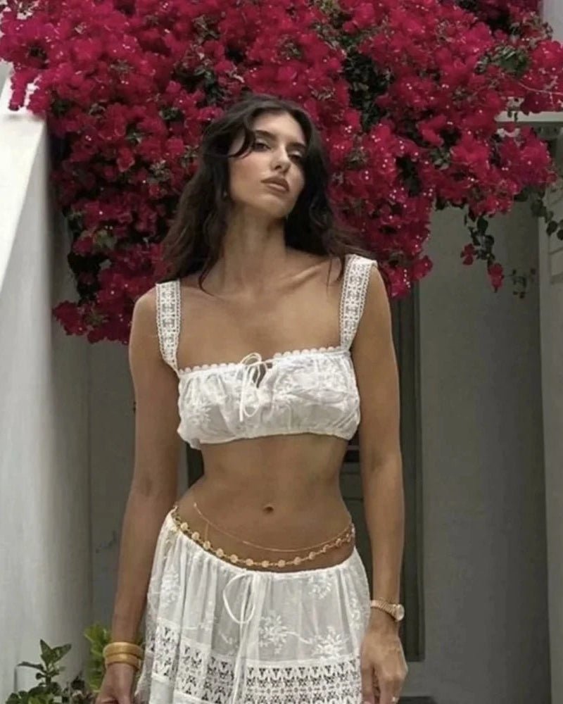 Margot bohemiskt set med crop-topp och lång kjol