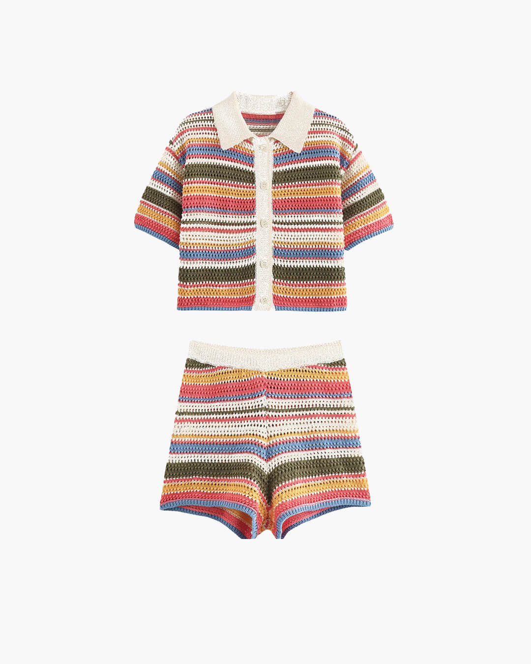 Margot Striped Knit Crop Set