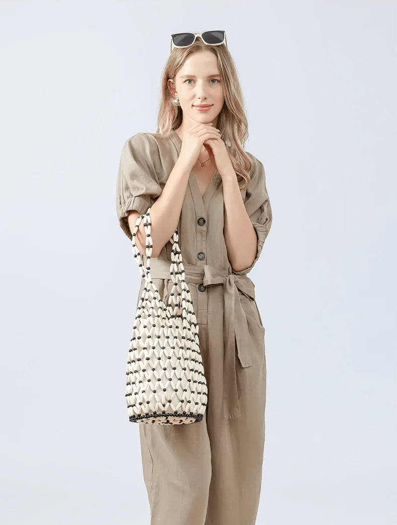 Margot Woven Beaded Tote Bag