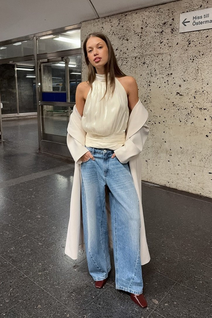 Marlowe metallisk halterneck-topp